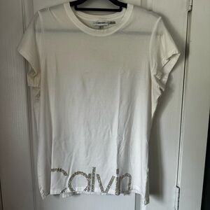 Calvin Klein Woman’s White Short Sleeves Tshirt Size XL Excellent Condition